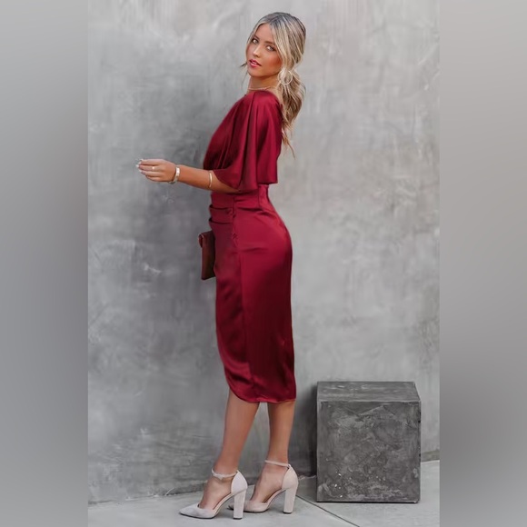 Cupshe Burgundy One-Shoulder nwt dress great for any event holiday ready - Picture 5 of 5